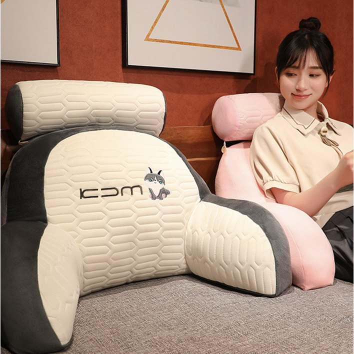 (한전특가/오늘마감)KDM 등받이쿠션 침대헤드쿠션 사무실 의자 쇼파헤드쿠션 허리 경추 등받이 쿠션, 그레이