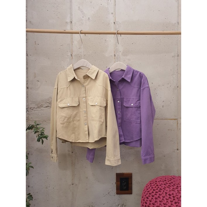 무배 벨티 심플 양포켓 컬러 긴팔 남방 셔츠 자켓