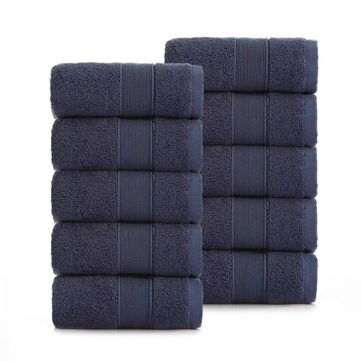 록신 명품 호텔수건 코마사 부드러운 고퀄리티 수건 540GSM 40수 10종세트, 10개, 네이비