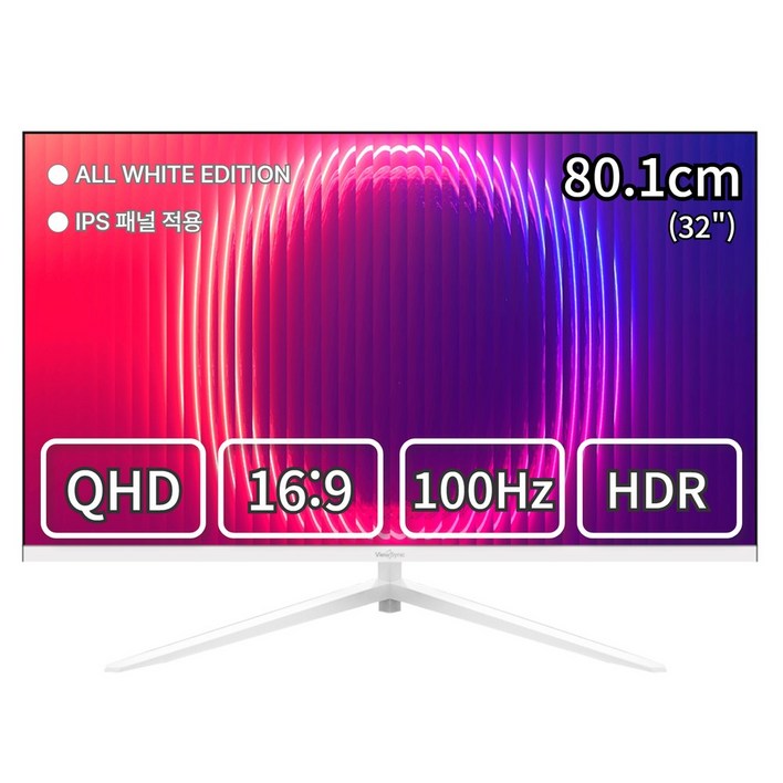 뷰싱크 32인치 QHD 슬림베젤 화이트 모니터 100Hz 게이밍 사무용 멀티 하이브리드, VSO321Q 일반, 80.1cm