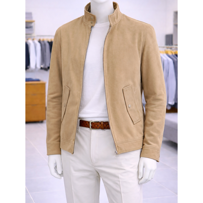 바쏘옴므 봄 가을 세미오버핏 면 트러커 베이지 자켓 WSY3UA01A