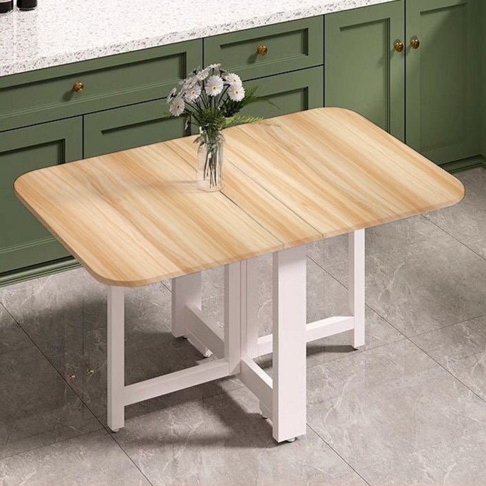 오아루 접이식 확장형 주방 식탁 테이블, 2인용, 우드화이트 프레임