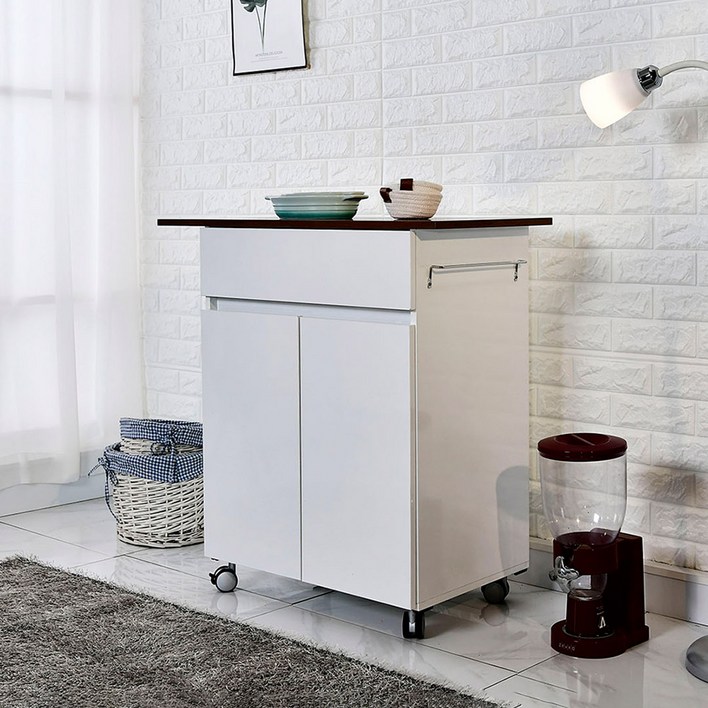 러빙유 가구 앰버 이동식 주방 수납장 미니 아일랜드홈바 조리대 원룸 보조테이블