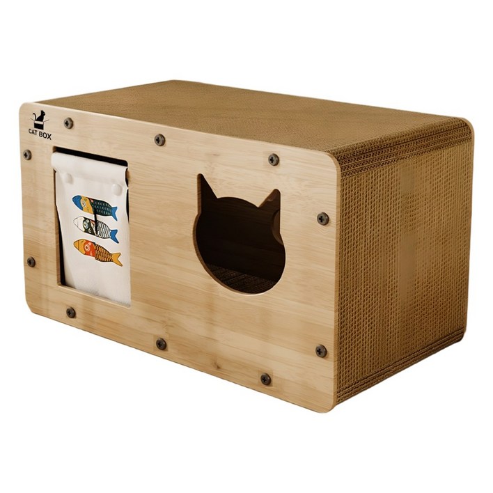 캣박스 고양이 스크래쳐 스크래처 숨숨집 박스 하우스, 1 커튼형, 1개