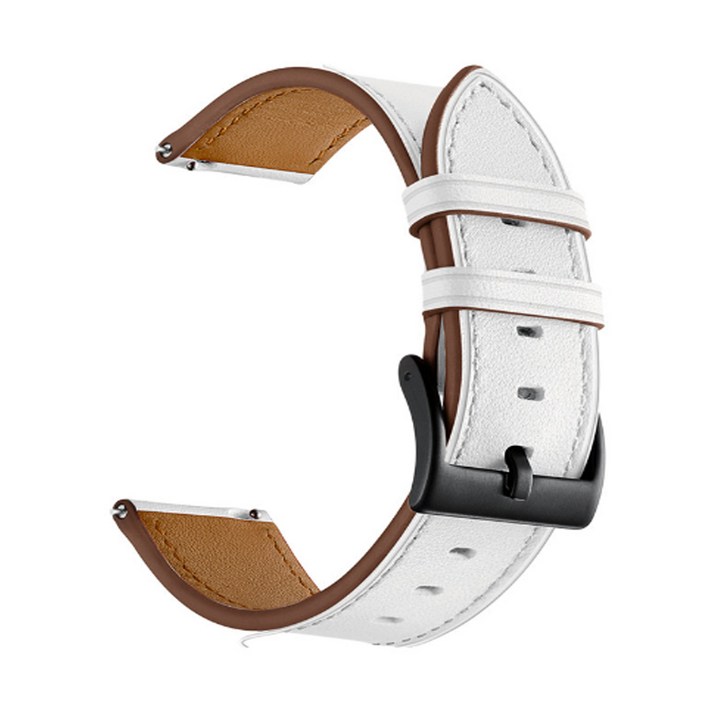 바오토드 갤럭시워치3 호환 가죽 스티치 패션 시계줄 스트랩 밴드 줄 41MM 45MM, 화이트