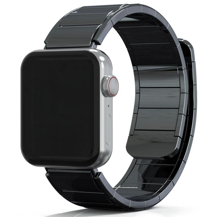아이메이드잇 애플워치 호환 링크 마그네틱 브레이슬릿 스트랩 밴드 시계줄, 블랙