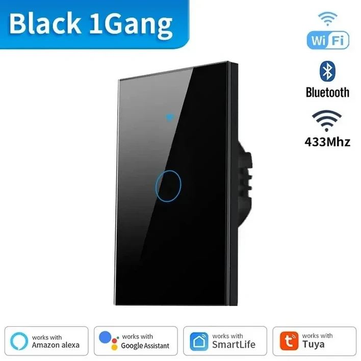 Tuya US WiFi  Bluetooth 스마트 스위치 중성선 필요 없음 1234 Gang Light 터치 Alexa Google 홈과 함