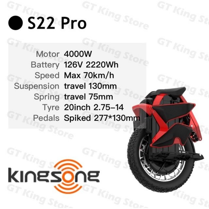 전동휠 두발 외발 Kingsong S22 프로 외바퀴 자전거 이글 KS-S22 EUC 전기 휠 밸런스 스마트 126V 2220Wh 4000W 70 km/h 20 길이 모노사이클