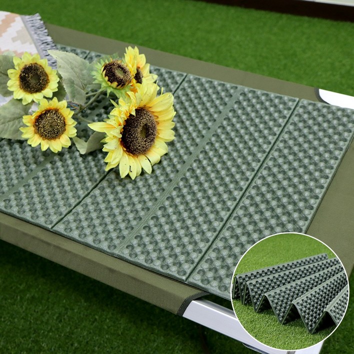 쿠셔니 1인용 엠보싱 발포 매트 등산 백패킹 캠핑  휴대용 보관 가방, 1인용매트14단 접이식카키