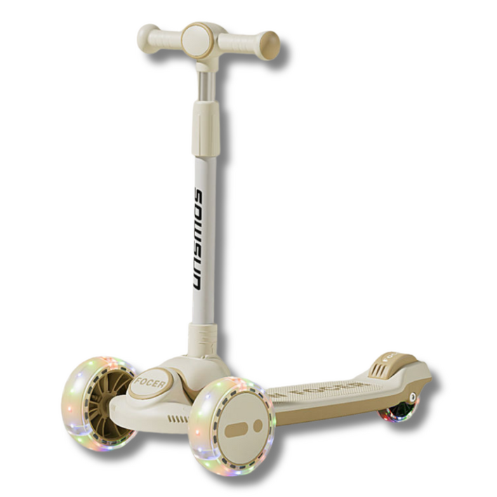 제로비디 와이드 135mm 광폭 LED 휠 접이식 킥보드 높이조절가능 성인용, 베이지, 1개