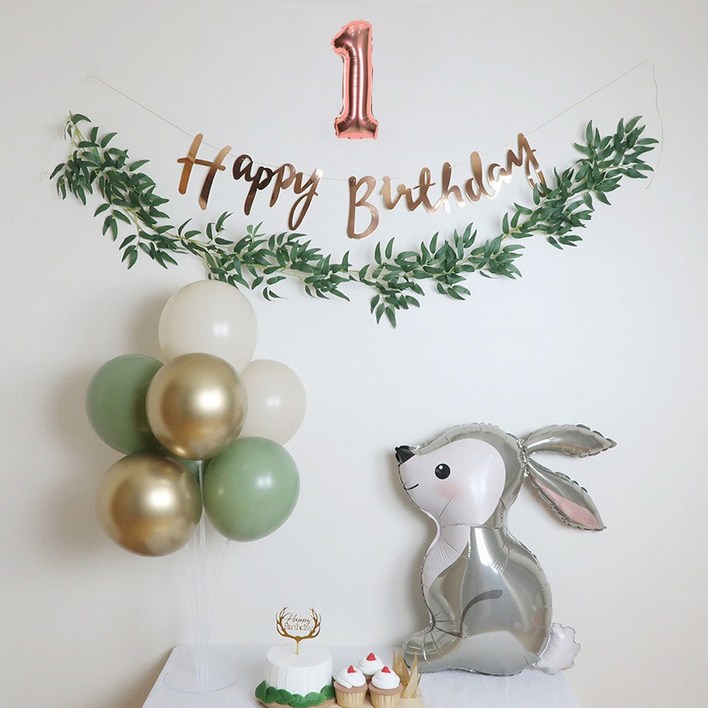 토끼풍선 생일파티세트 두돌생일상