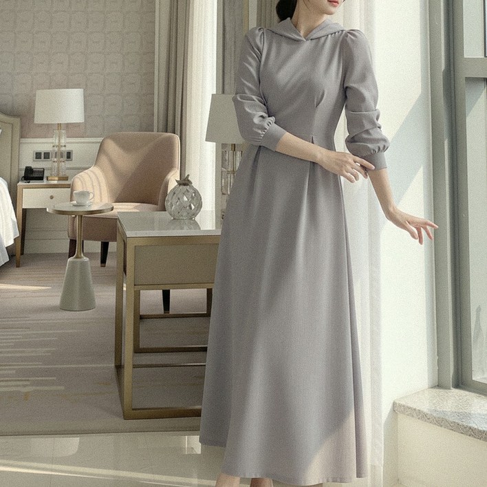 글램디브 아노넨 허리라인 플레어 하객룩 롱 원피스 AA0332