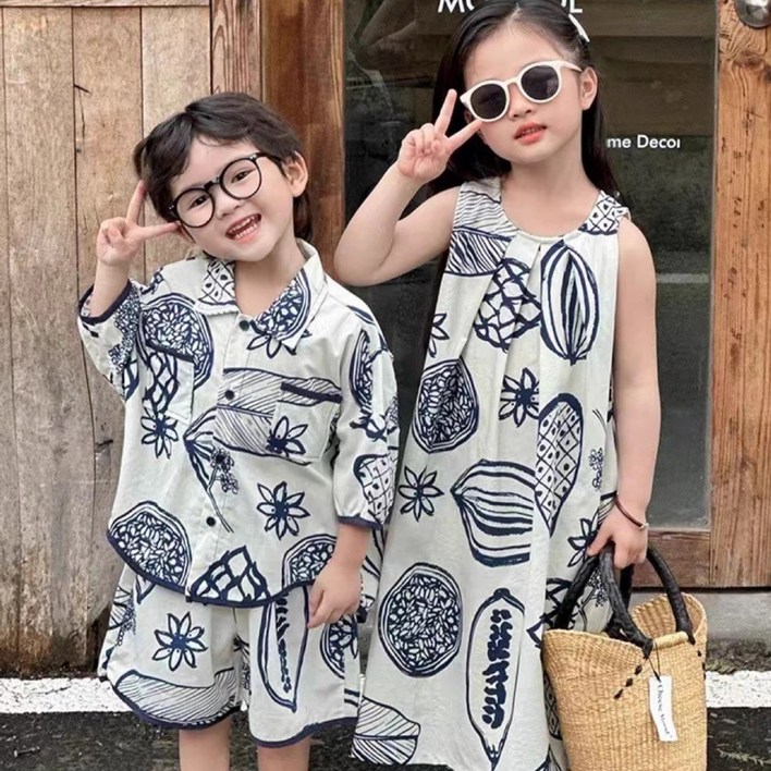 휴먼러브 2025 베스트 패밀리룩 해변 바캉스 하와이안 원피스 플라워 셔츠 3인 4인 가족세트