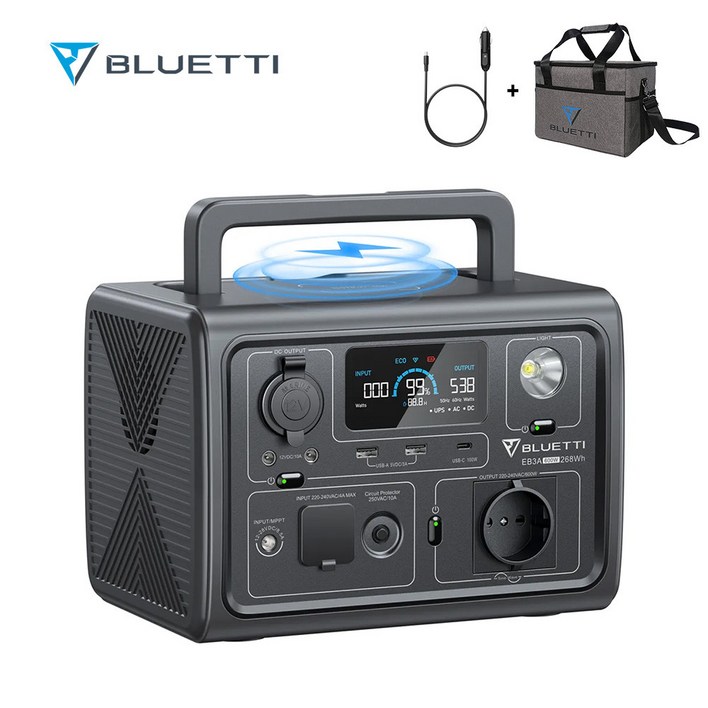 블루에티 EB3A파워뱅크600W 268Wh 차박캠핑낚시 고속충전 220V인산철배터리시거잭충전케이블 증정, EB3A