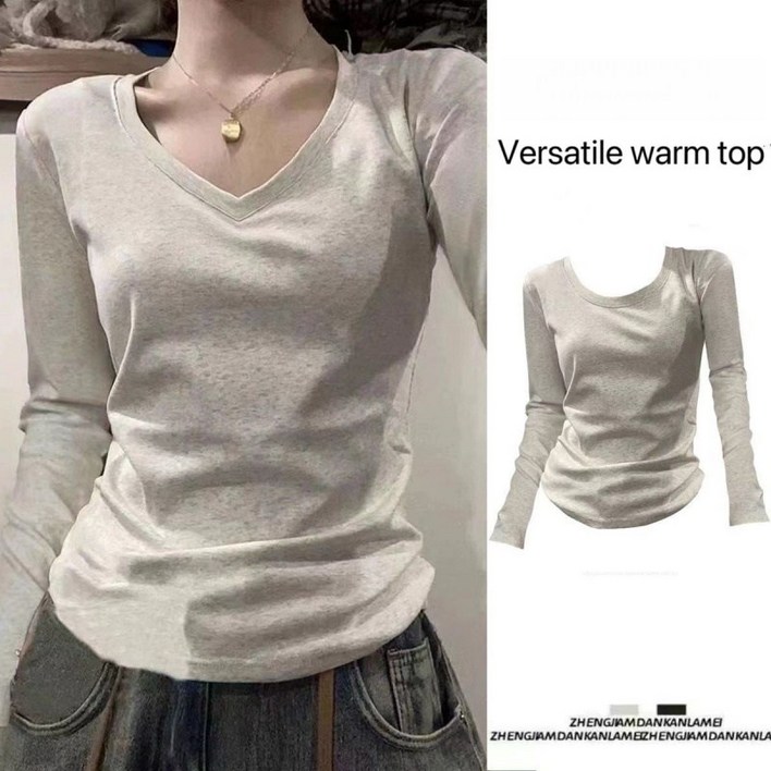 여성봄가을겨울슬림핏순면긴팔이너데일리룩필수기본상의50915