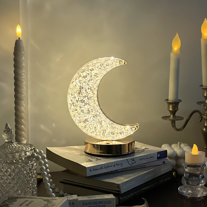 레나에너지 무선 LED 초승달 크리스탈 무드등 LE2002