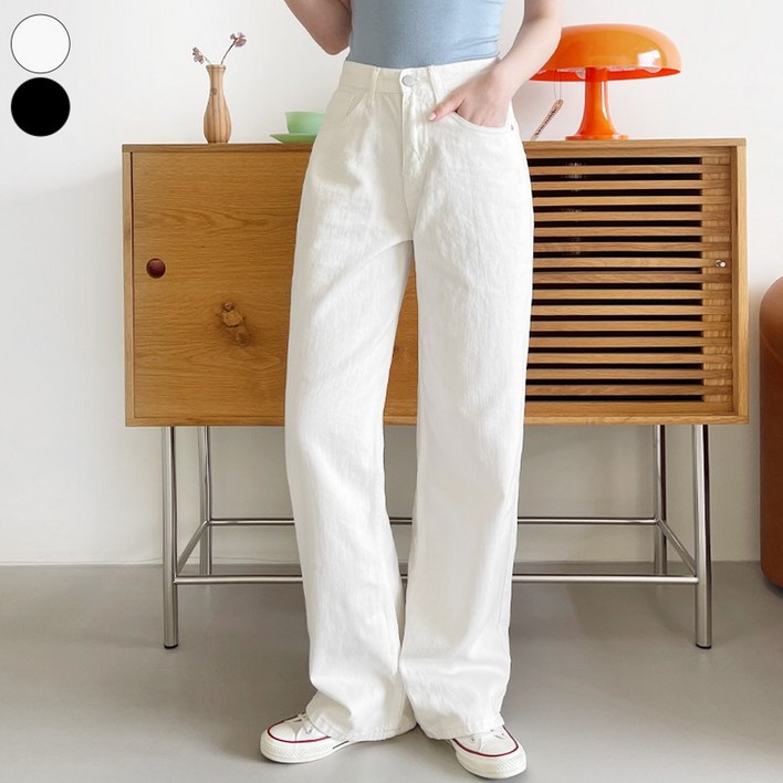 가비진 여성용 롱숏기장 선택 A라인 베이직 코튼 일자 와이드 팬츠 바지 키큰녀키작녀 면바지