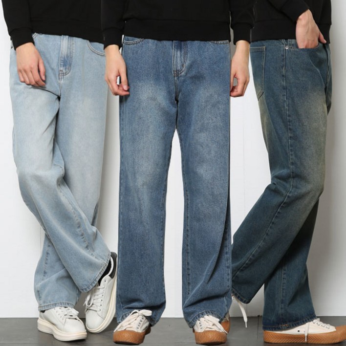 남성 청바지 S2XL 노턱 와이드 3컬러 데님 팬츠