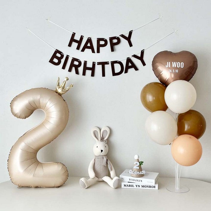 연지마켓 두돌 생일 파티 용품 세트 세 돌 풍선 생일상 (레터링포함), 1세트