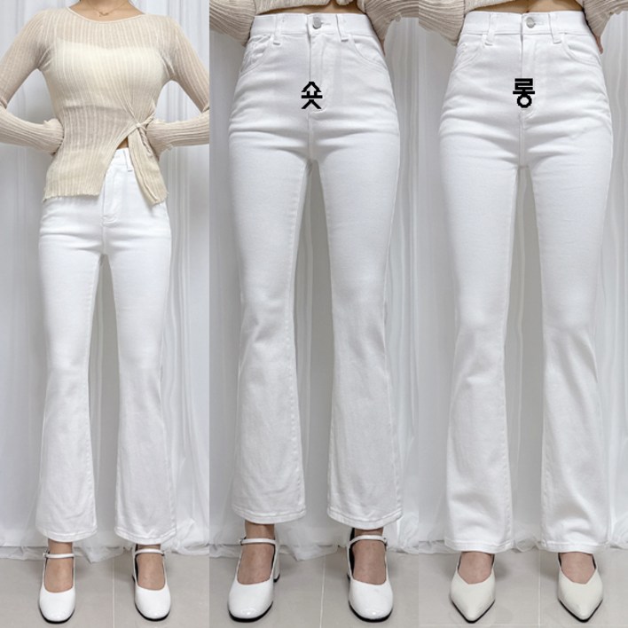 제이엠스타일 8컬러숏,롱S2XL 여성 스판 부츠컷 청바지 여자 블랙 검정 나팔 바지 빅사이즈 봄 여름 가을 키작녀 키큰녀