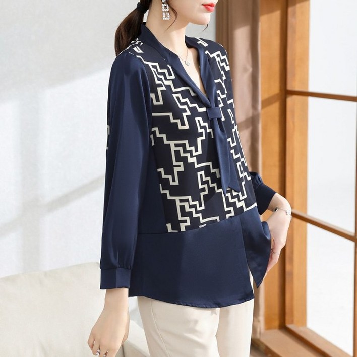 우아한 7부 블라우스 린넨 청남방 전도연의상 타이 차이나 유라타임 링클프리