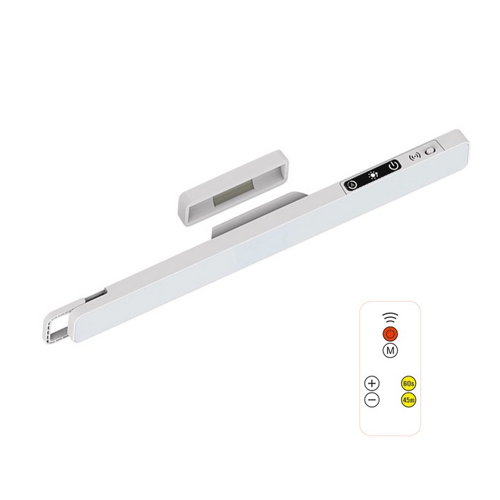 HUIJII 무선 마그네틱 탈착식 터치 학습 스탠드 + 리모컨 화장대 조명 2000mAh 배터리, 화이트