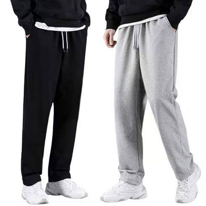 2장세트 남녀공용 고급 컴포트 면 춘추 츄리닝바지 트레이닝 스트레이트 일자 팬츠