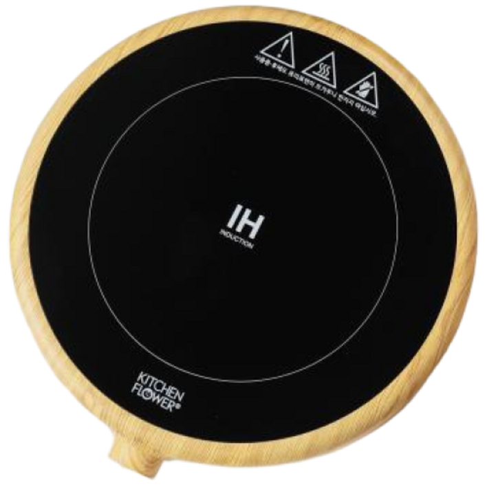 정품 인덕션 키친플라워 1구 우드 원형인덕션 국산후라이팬 증정, 일반형, KF-1021D