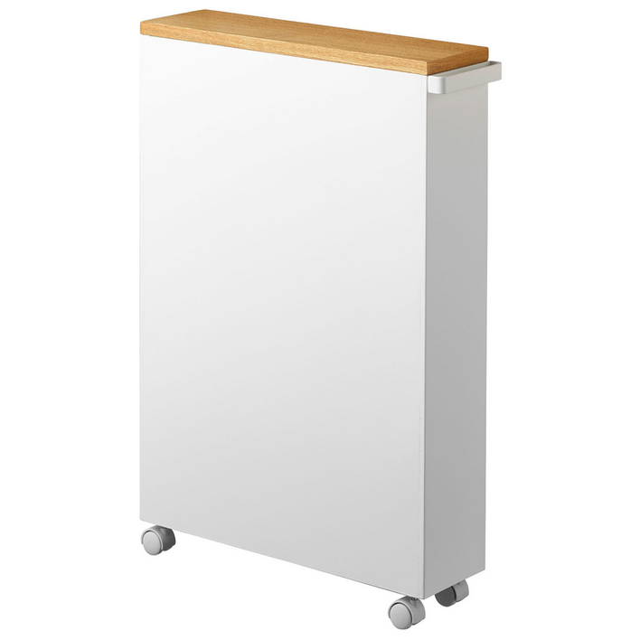 야마자키실업 이동형 세제 및 화장지 수납함 슬림 타워 43064307, 화이트, 1단