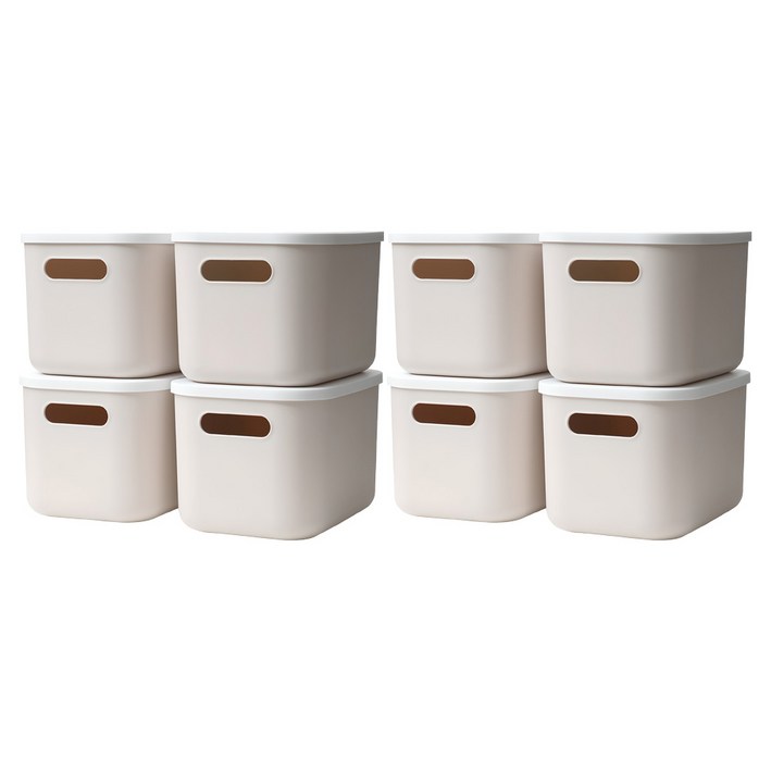 가규 국내제조 모던 라운드 팬트리 리빙박스, 아이보리, S, 8개