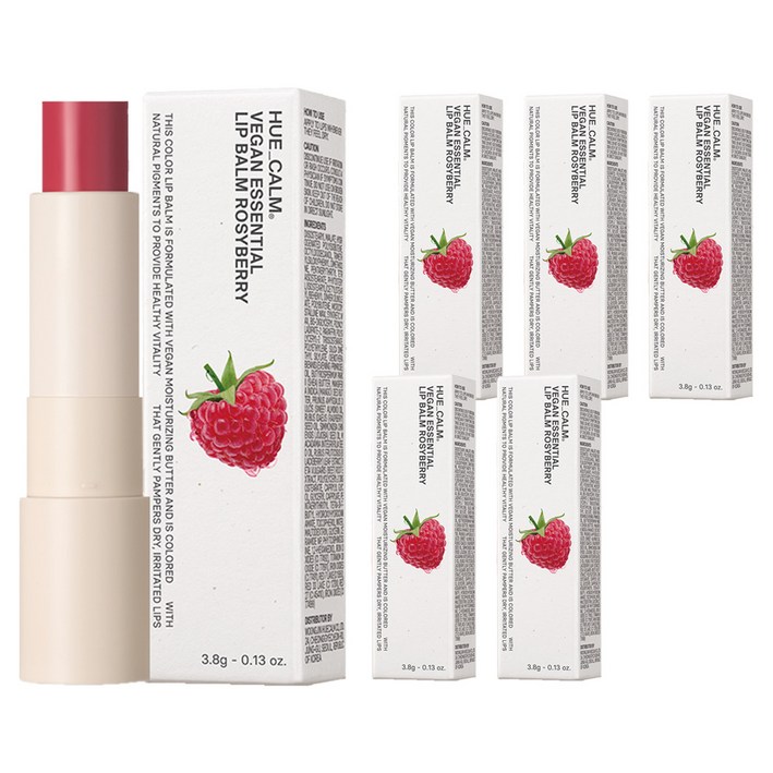 휴캄 비건 에센셜 립밤, 로지베리, 3.8g, 6개