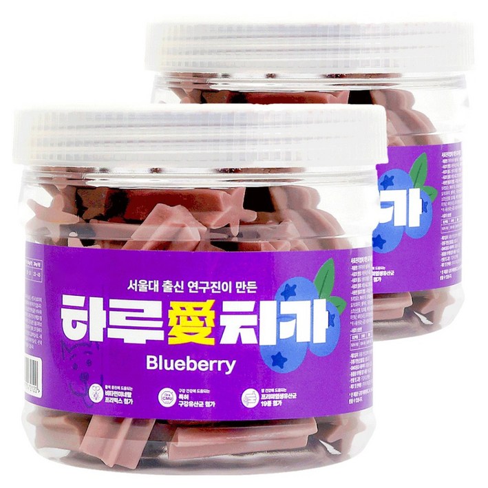 하루애 강아지 치카 서울대출신 연구진이 만든 유산균 껌, 300g, 2개, 블루베리