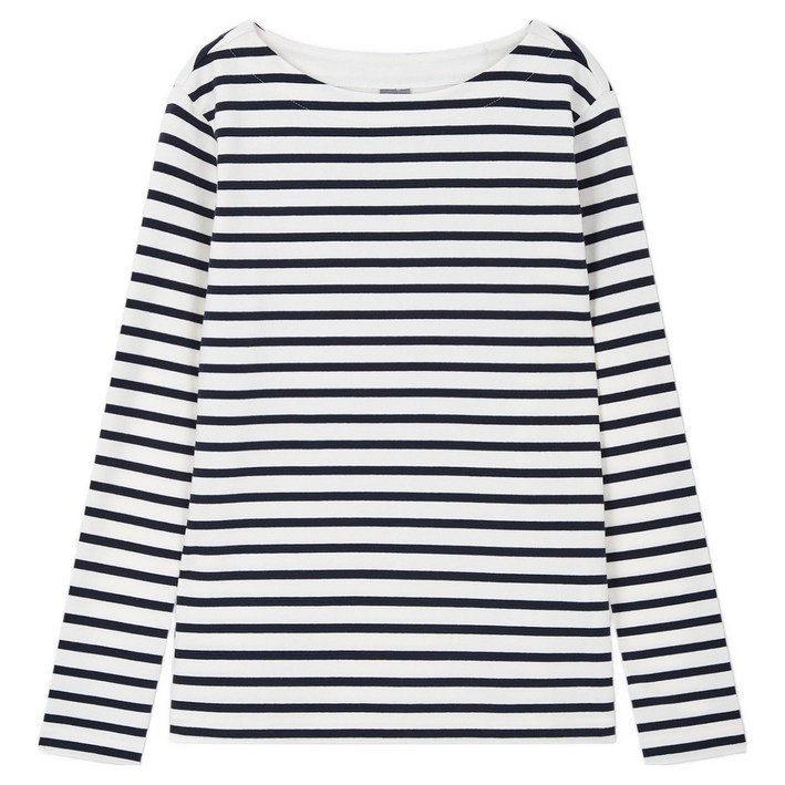 JAJU 여성용 보트넥 코튼 스트레치 긴팔 티셔츠