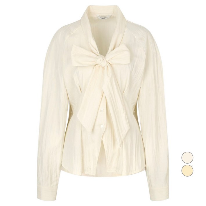 나이스클랍 여성용 타이 브이넥 블라우스 N234PWBA16