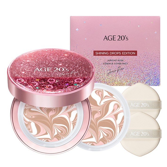 에이지투웨니스 예리코 로즈 에센스 커버 팩트 샤이닝 드롭스 에디션 본품 12.5g + 리필 세트, 21호, 1개