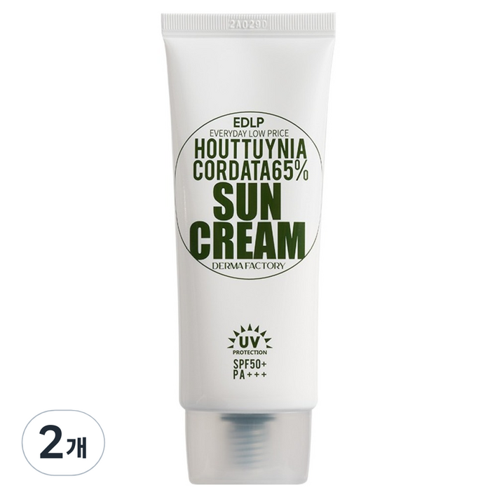 더마팩토리 EDLP 어성초 65% 선크림 SPF50+ PA+++, 2개, 50g