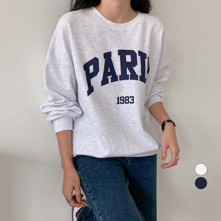 무드인더 라운드넥 파리 긴팔 맨투맨