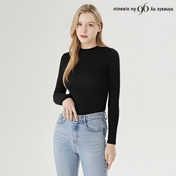 나인식스뉴욕. 베이직 심플 라운드 긴팔 여성 티셔츠 NO1LW004L0