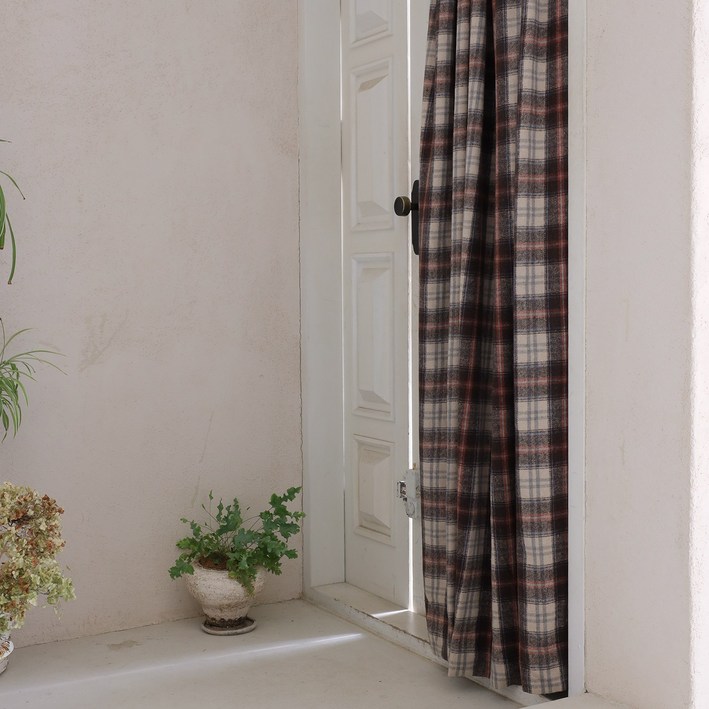 겨울 도톰 체크 가리개커튼 3size 현관 창문 방한용 국내제작