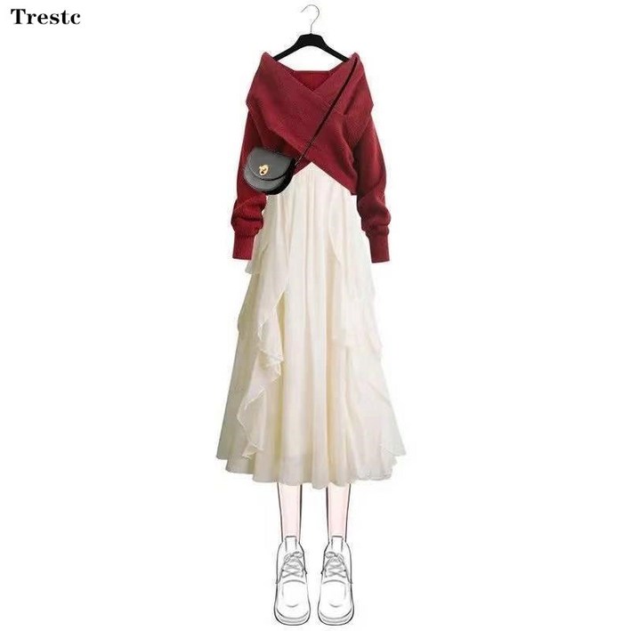 Trestc 니트 스웨터 나시 원피스 투피스 드레스 AE8839