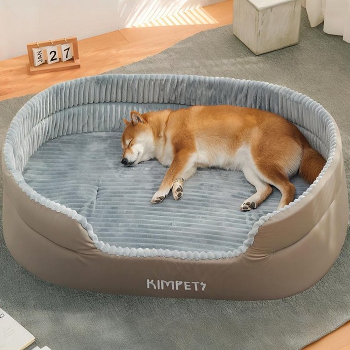 FONOW 강아지집 강아지 집 고양이 집 탈부착, 사계절 공용 반폐쇄 겨울 보온 애견 침대, 애견 매트