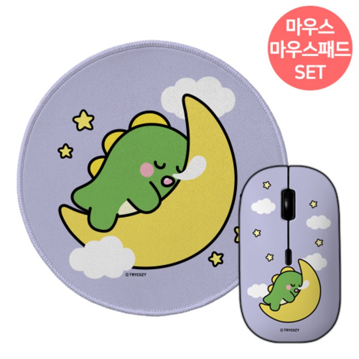 리틀티노 무소음 무선 마우스마우스 패드 세트, 리틀티노꿈나라