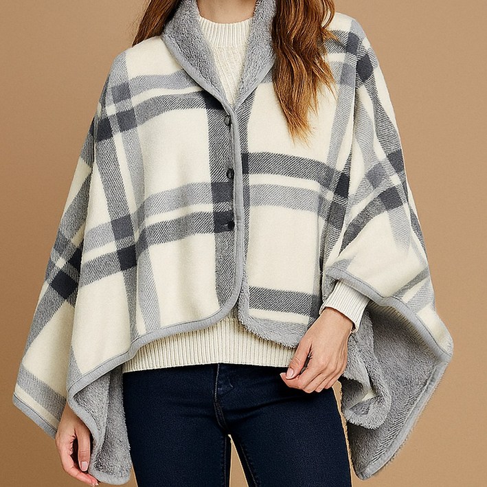 극세사 똑딱이 인조 밍크 체크 무릎 담요