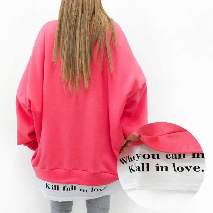 5XL, 3COLOR 폴인럽 레이어드 맨투맨 기모ver. 5599까지 오버사이즈 남여공용 기모 겨울 홈웨어 박스맨투맨