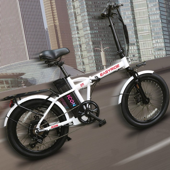이지라이드 아이콘 접이식 미니벨로 전기 전동 자전거 500W 10.4AH PAS, 블랙PAS전용