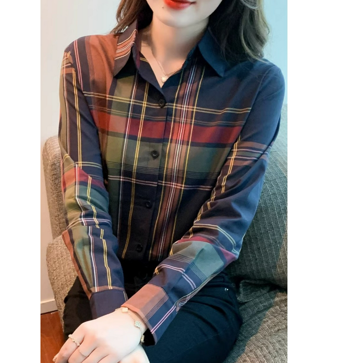 루즈핏 체크 셔츠 여성 봄여름 얇은우스 CC5920