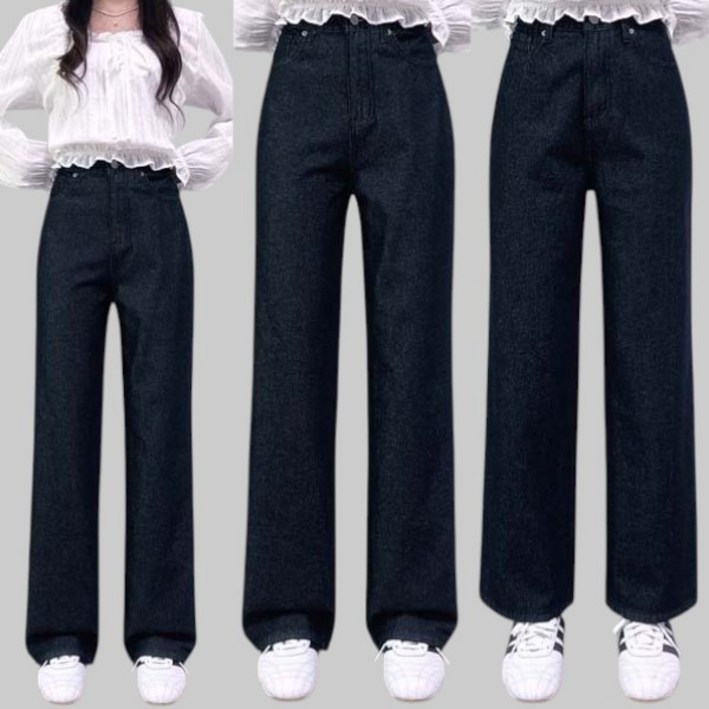 제이엠스타일 [물빠짐NO!!/숏,중,롱/S~2XL] 여성 생지 와이드 청바지 논페이드 와이드팬츠 여자 빅사이즈 일자 통바지 히든밴딩 가을 봄 키작녀 키큰녀 바지