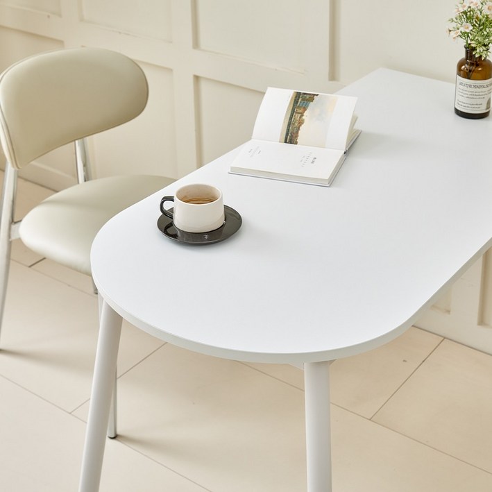 반타원식탁테이블 800X600 반달형 반원형 DIY식탁, 화이트, 2인용