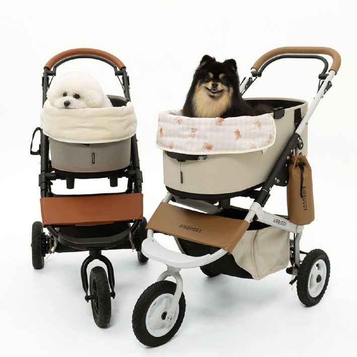 에어버기 돔3 라지 강아지 브레이크 개모차 반려동물 유모차, 귀여운 곰 앞뒤