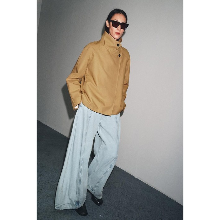 자라 ZARA ZW 컬렉션 미니멀 숏 트렌치 코트  카라멜